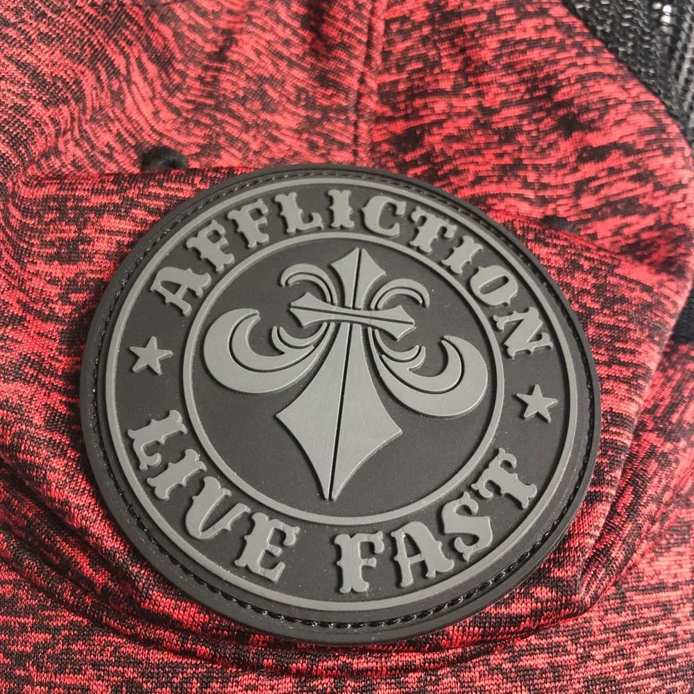Affliction Hat Red Live Fast Snapback Adjustable Trucker Logo Mesh One Size